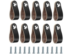Omni-mango De Cuero, 10 Piezas Para Muebles Baño Cocina Puertas Armarios - 14 X 2.5 Cm, Negro