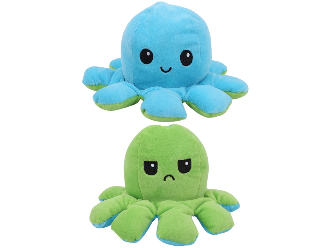 Peluche De Pulpo Reversible De Doble Cara, Lindo Juguete Para Bebé, Regalo En Azul Claro Y Verde Claro.