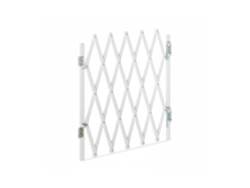Relaxdays Barrera Seguridad Perro, Valla Protección Niño Escalera, Plegable, Hasta 96cm Extensión, Reja Mascota, Blanco