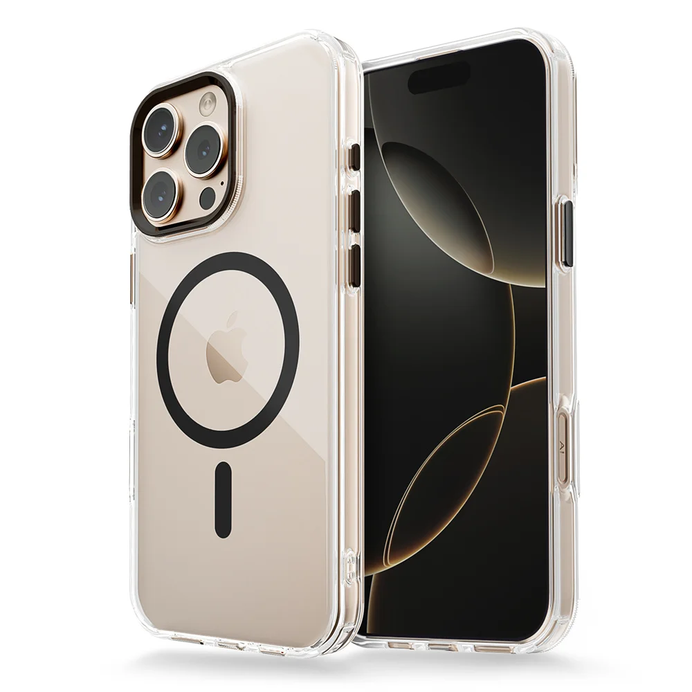 (iphone 16, Negro) Funda Magnética Transparente Para Iphone, Compatible Con Carga Inalámbrica Magsafe, A Prueba De Golpes.