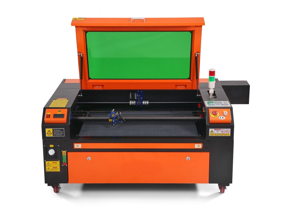 Grabador láser de CO2 de 100 W para madera, acrílico y tela. Corte y grabado precisos. Compatible con Lightburn, Coreldraw y Autocad Tekmaquinas.