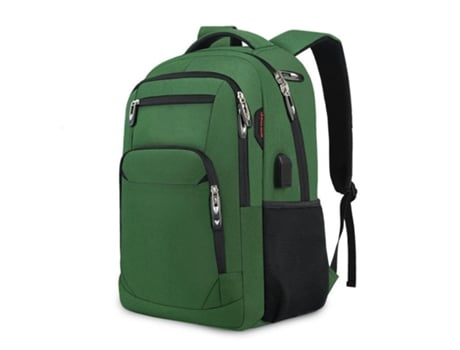 Mochila para computadora portátil Mochila Grande de Mano con Puerto de Carga USB, Mochila Resistente al Agua para Hombres-Verde
