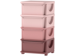 Caja Organizadora Infantil Con 4 Cajones, Bordes Rosas, 37x37x76cm