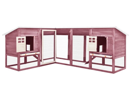 vidaXL Jaula conejera de exterior con corral madera abeto mocca blanco