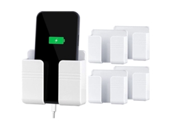 Soporte De Pared Para Teléfono De 4 Piezas Con Orificio Para Cable, Autoadhesivo, Para Ducha/carga, Blanco