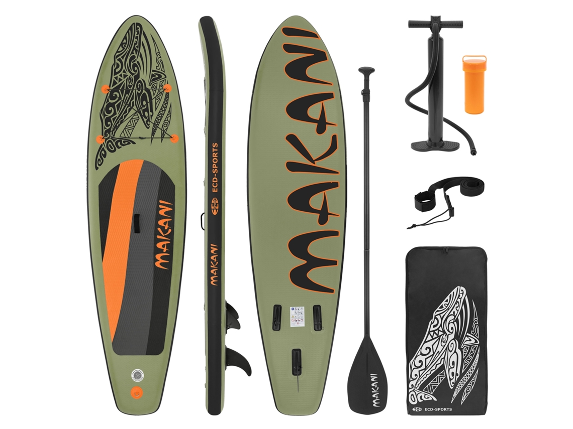 Tabla hinchable de paddle surf SUP Makani ECD 320 x 80 x 15 cm de PVC color oliva