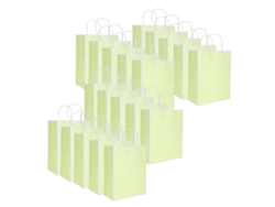 20 bolsas reutilizables de papel kraft verde de 21 x 11 x 27,5 cm