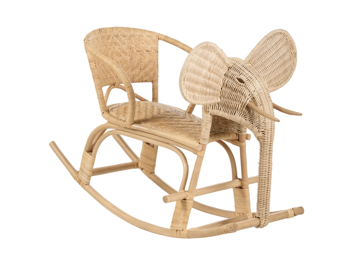 Silla mecedora BELIANI Ampollino de Ratán Natural 60x100x74