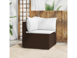 Sofá esquinero de jardín con cojines de mimbre marrón, Dkd Home Decor