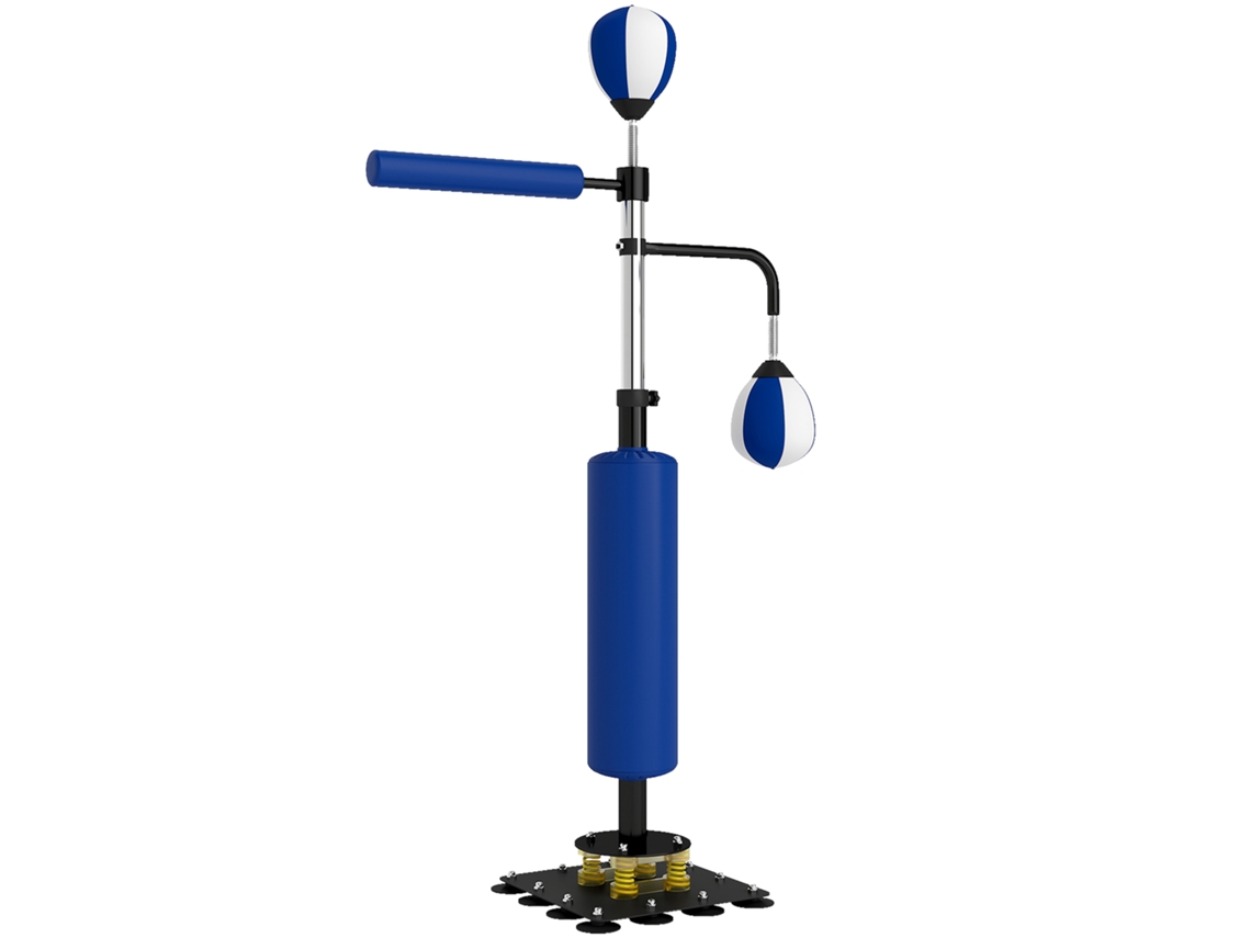 Soporte Boxeo Doble Speedball Barra Giratoria 107x36x140-205cm Azul