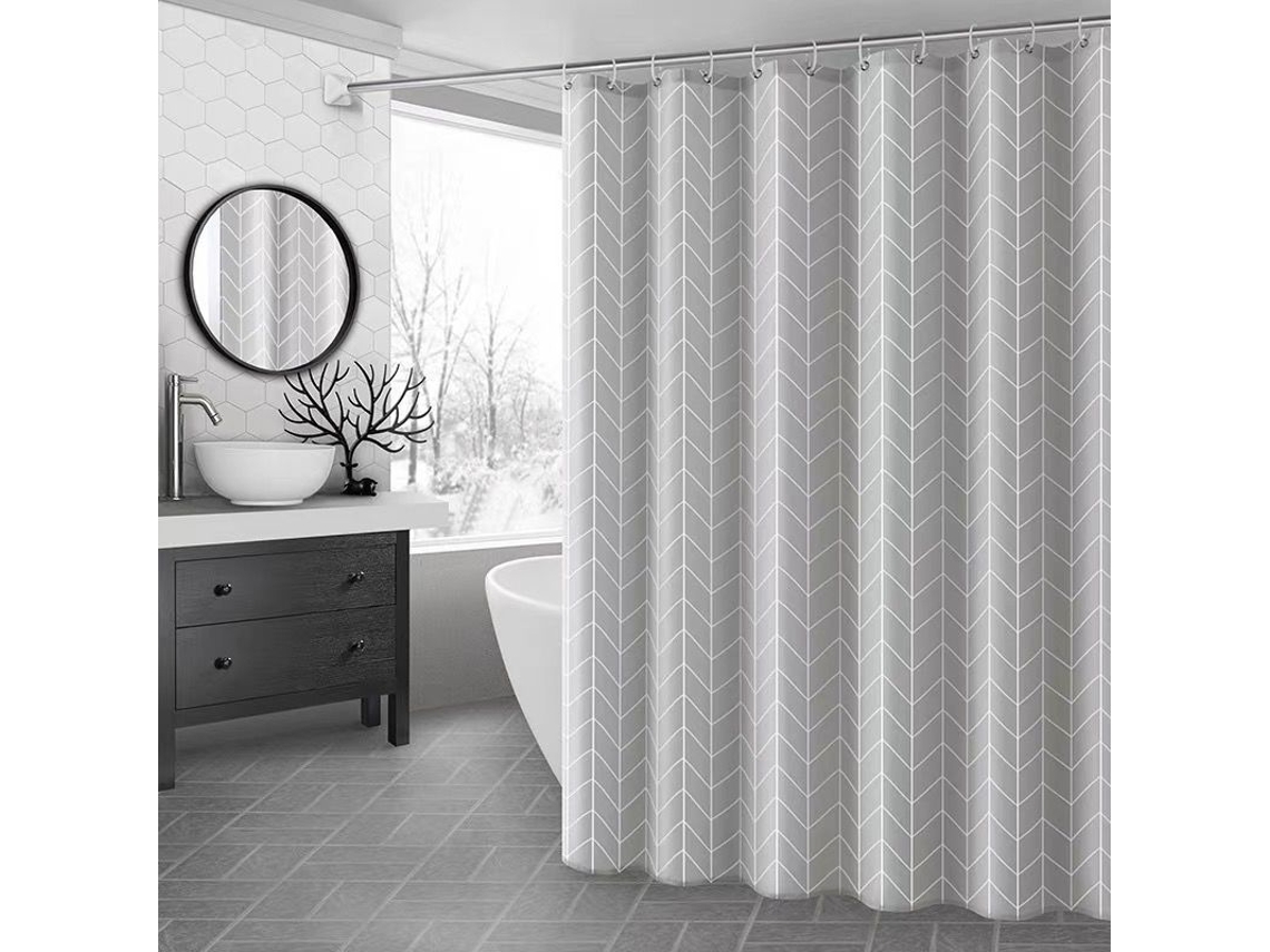 Cortina De Ducha Impermeable Y Antimoho Con Ganchos, Gris M2/150x180cm Gertiz