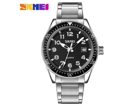Reloj para Hombre Relojes analógicos con Fecha, Relojes de Pulsera Resistentes al Agua, Esfera Negra con círculo Plateado, Tira de Acero LUUCOZK