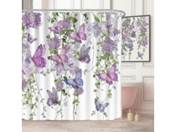 Cortina de ducha con estampado de mariposas moradas, lavanda, morado y rosa, 12 ganchos, Jortmrd (fmy)
