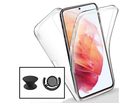 Kit Funda 3x1 360° Impact Protection, 1 GripHolder e1 Soporte GripHolder Samsung Galaxy S21 FE 5G PHONECARE Transparente Negro