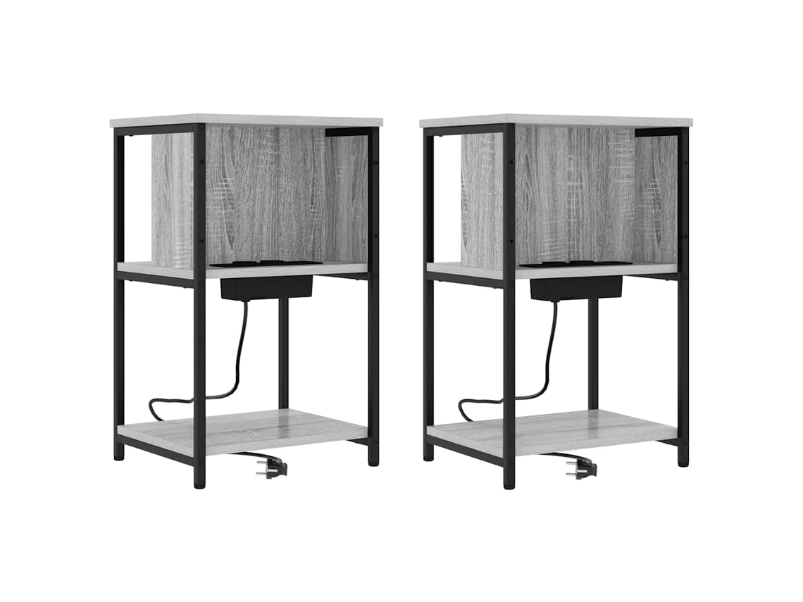 Maison Exclusive - Armario De Noche 2 Pcs Gris Sonoma 38 X 31 X 61 Cm