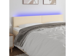 Cabecero Con Led De Tela Color Crema 200x5x78/88 Cm