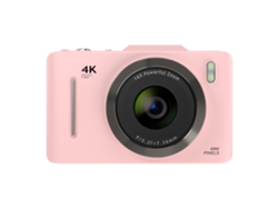 Cámara digital 4K HD con zoom de 16x y relleno de cuich rosa claro