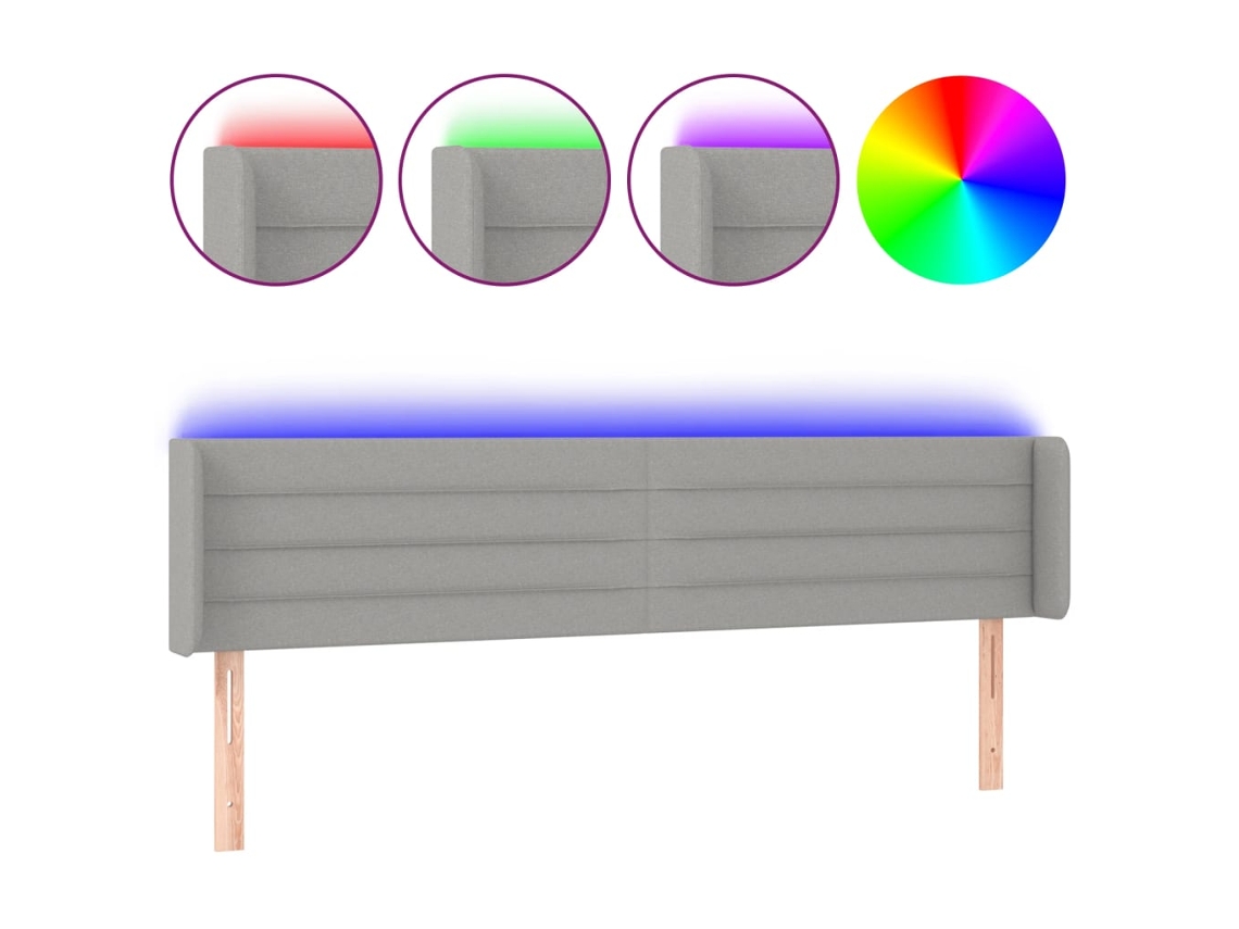 Cabecero con luces LED, tela gris claro, MAISON EXCLUSIVE (163x16x78 cm)