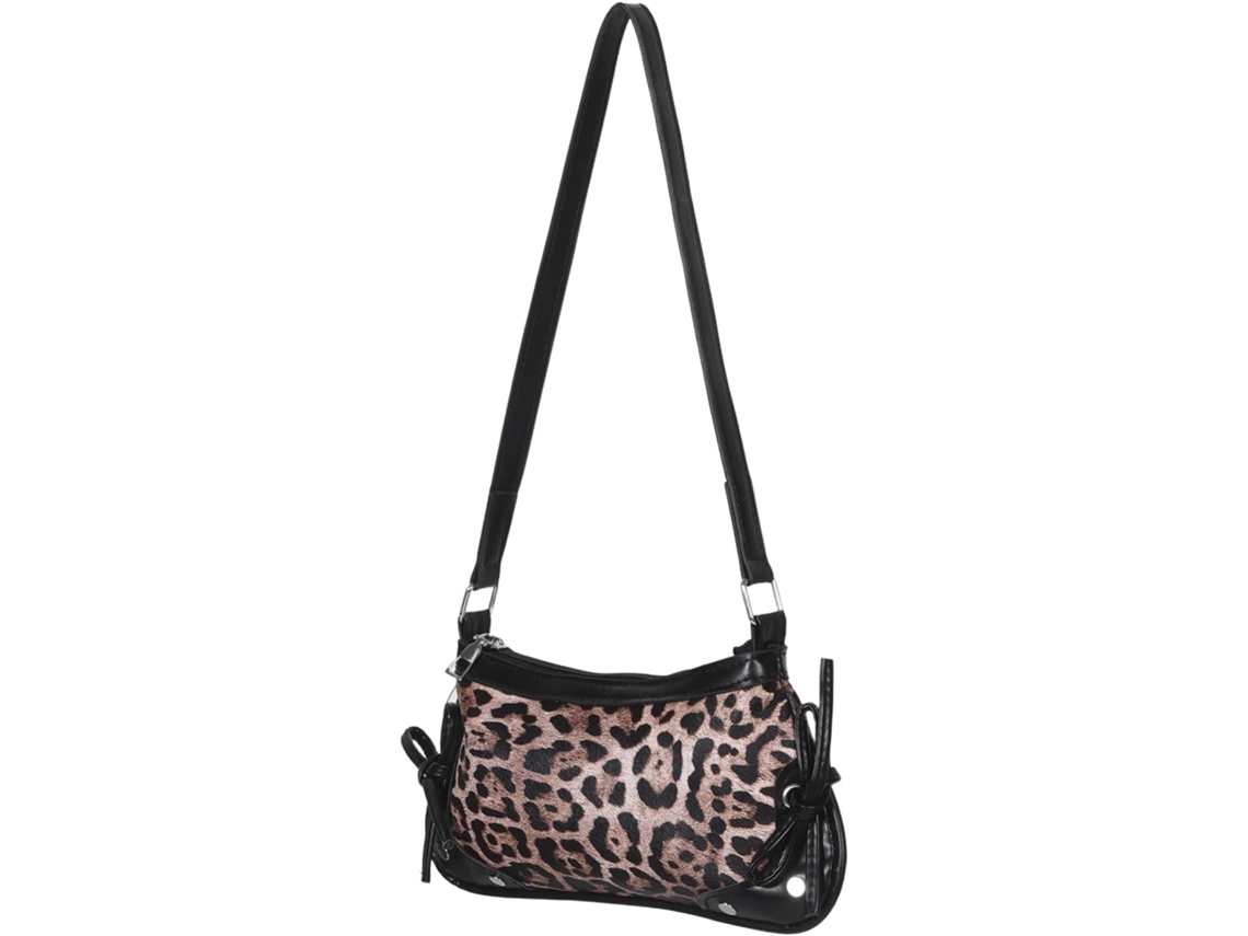 Bolso de hombro en forma de media luna con estampado de leopardo para mujer, bolso multifuncional con nudo, bolso tote.