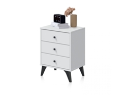 Mesita de noche Iconic Blanco Artik (Blanco Mate) - Negro 40 x 56 x 33,5 cm