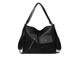 Bolso bandolera informal para mujer, mochila para libros de estudiante, bolso mensajero de gran capacidad, mochila moderna de piel sintética, color negro.