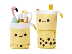 2026-estuche Lapicero Estilo Té Boba Telescópico Organizador Oficina Regalo Para Niños Estudiantes Mujeres Adultos Amarillo