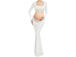 Vestido De Maternidad Para Fotografía, Vestido Largo De Maternidad Blanco Sin Espalda Talla Xl Panoona