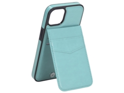 Case Para Iphone 13 De Couro Pu Com Carteira Botão Magnético E Suporte Clip Verde Menta 6.1 Polegadas