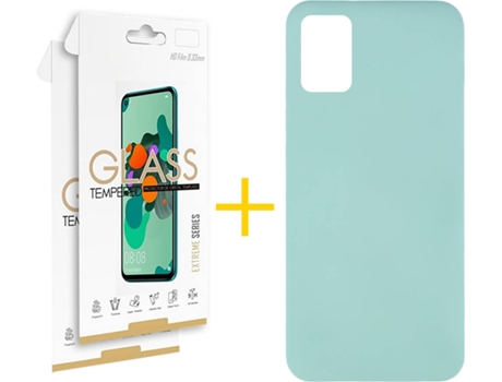 Kit Funda + 2 Protectores de Pantalla Samsung Galaxy A51 SKYHE Silicona Líquida (Verde Agua)