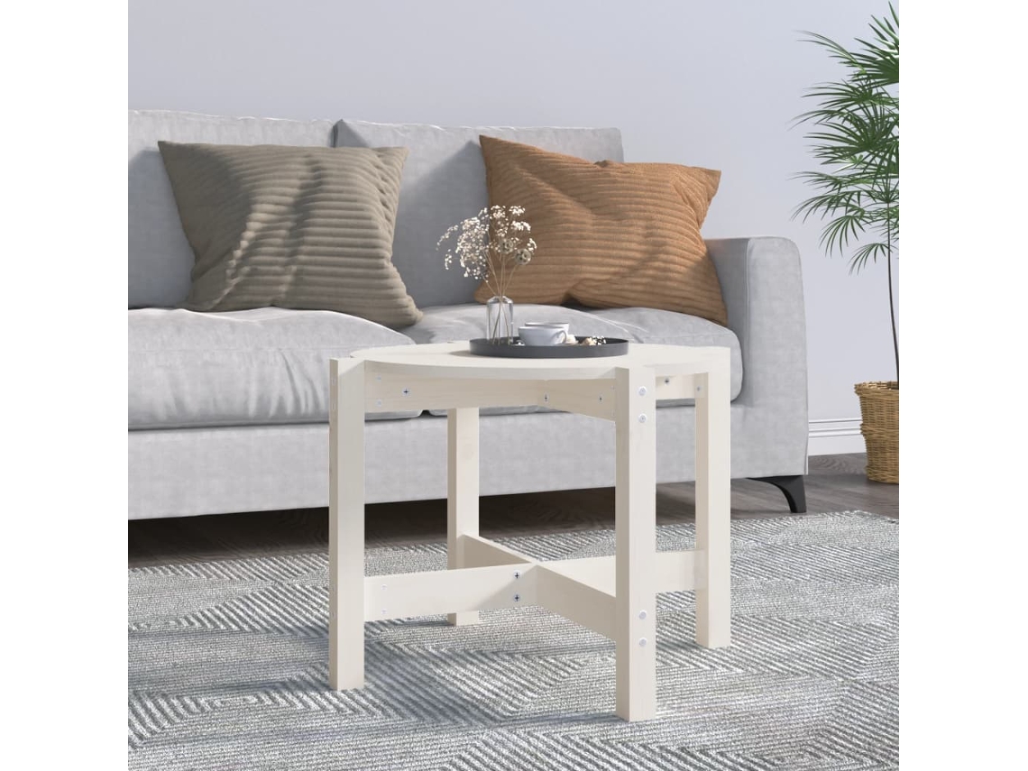 Mesa De Centro De Madera Maciza De Pino Blanco 62,5x45 Cm