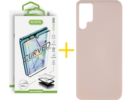 Carcasa + 2 Protectores de Pantalla para Samsung Galaxy S22 Ultra 5G ACCETEL Rosa Pastel