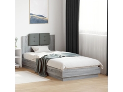 Cama Con Cabecero Madera De Ingeniería Gris Sonoma 90x200 Cm