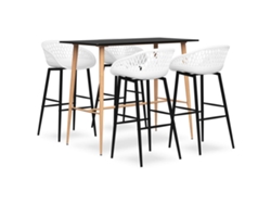 Conjunto 5 Mesa alta y taburetes de bar VIDAXL negro y blanco