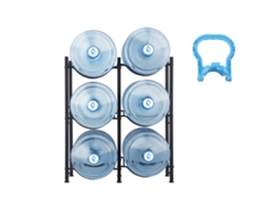 Soporte Para Jarra De Agua De 3 Niveles Succebuy, Estante De Doble Fila Para 6 Botellas, Negro