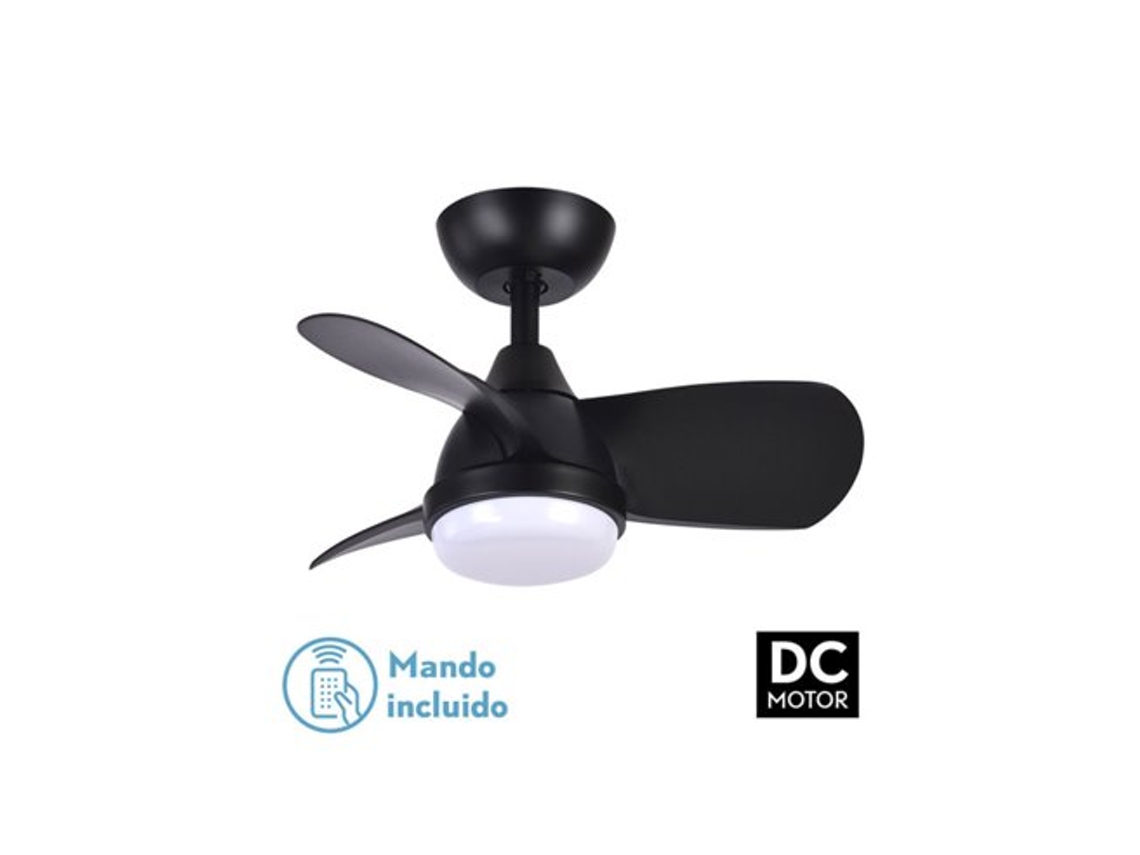 Ventilador Dc 24w Pirdo Negro 3 Aspas 60d 2400lm 6 Velocidades 3000-4500-6000k con remoto, memoria Y Temporizador FABRILAMP