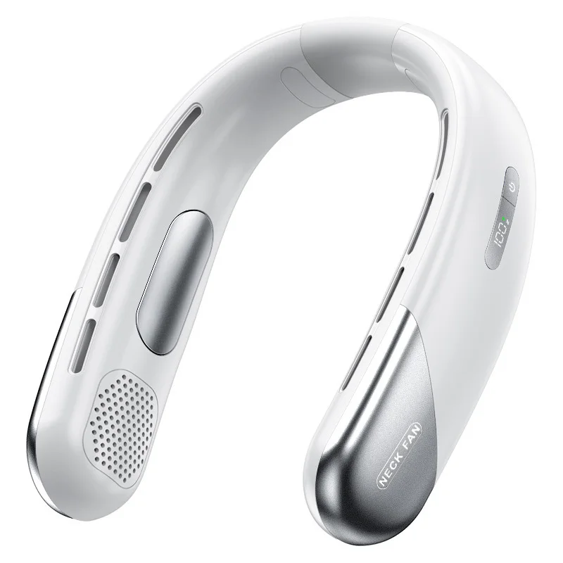 Ventilador De Cuello (blanco) 10000 Mah, Recargable Por Usb, Modo Viento De 5 Velocidades