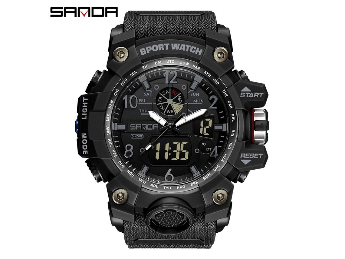 Reloj Deportivo Multifuncional, Moderno Y Elegante (totalmente Negro para Hombre) Con Acabado Luminoso.