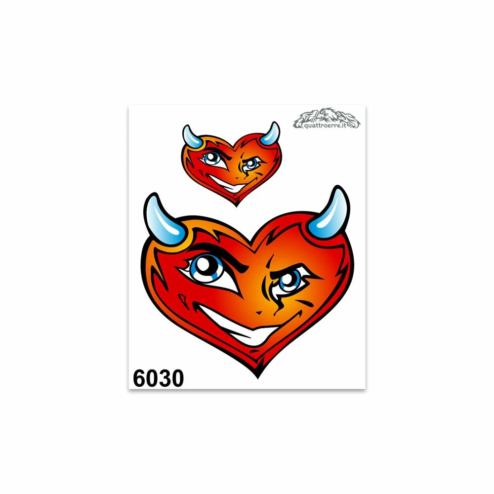 Adhesivos Stickers Corazón Diablito 10 X 12 Cm