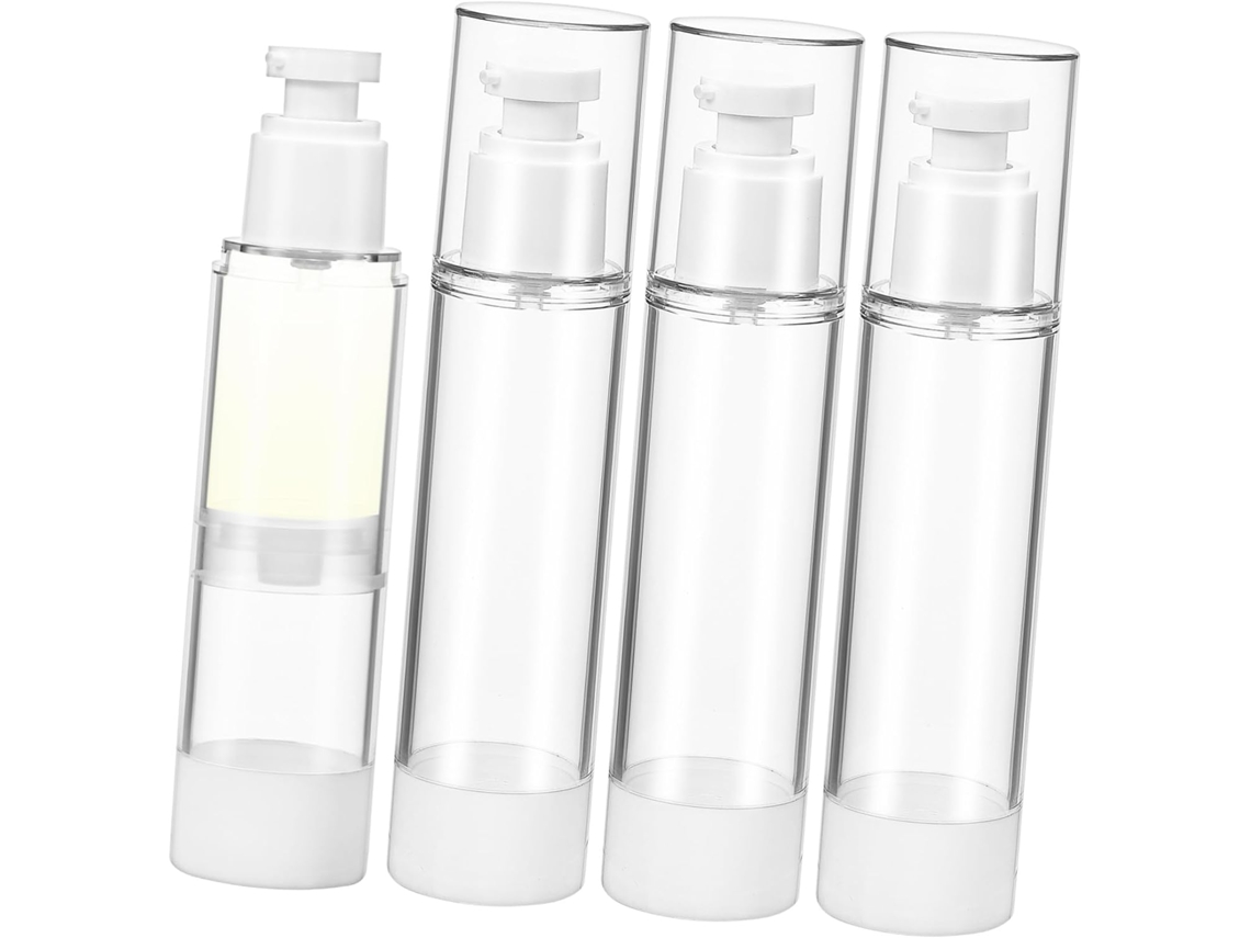 Juego De 4 Botellas Recargables Con Bomba Sin Aire Para Lociones Compactas De Tamaño Viaje.