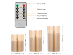 Yncm2026-velas Led Sin Llama Parpadeantes 3 Piezas Con Control Remoto, 2 Modos, 5 Niveles De Brillo, Temporizador, Iluminación Cálida Para Decoración