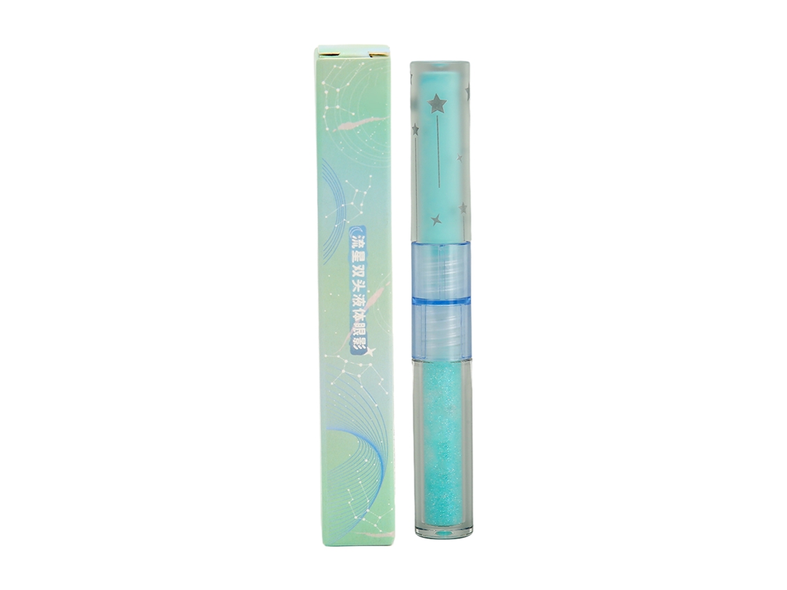 Sombra De Ojos Líquida Azul Mate De Doble Punta, De Larga Duración Y Segura, Con Purpurina.