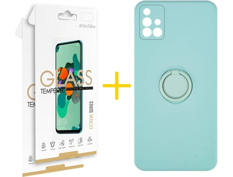 Carcasa + 2 Protectores de Pantalla para Samsung Galaxy A71 SKYHE Verde Agua