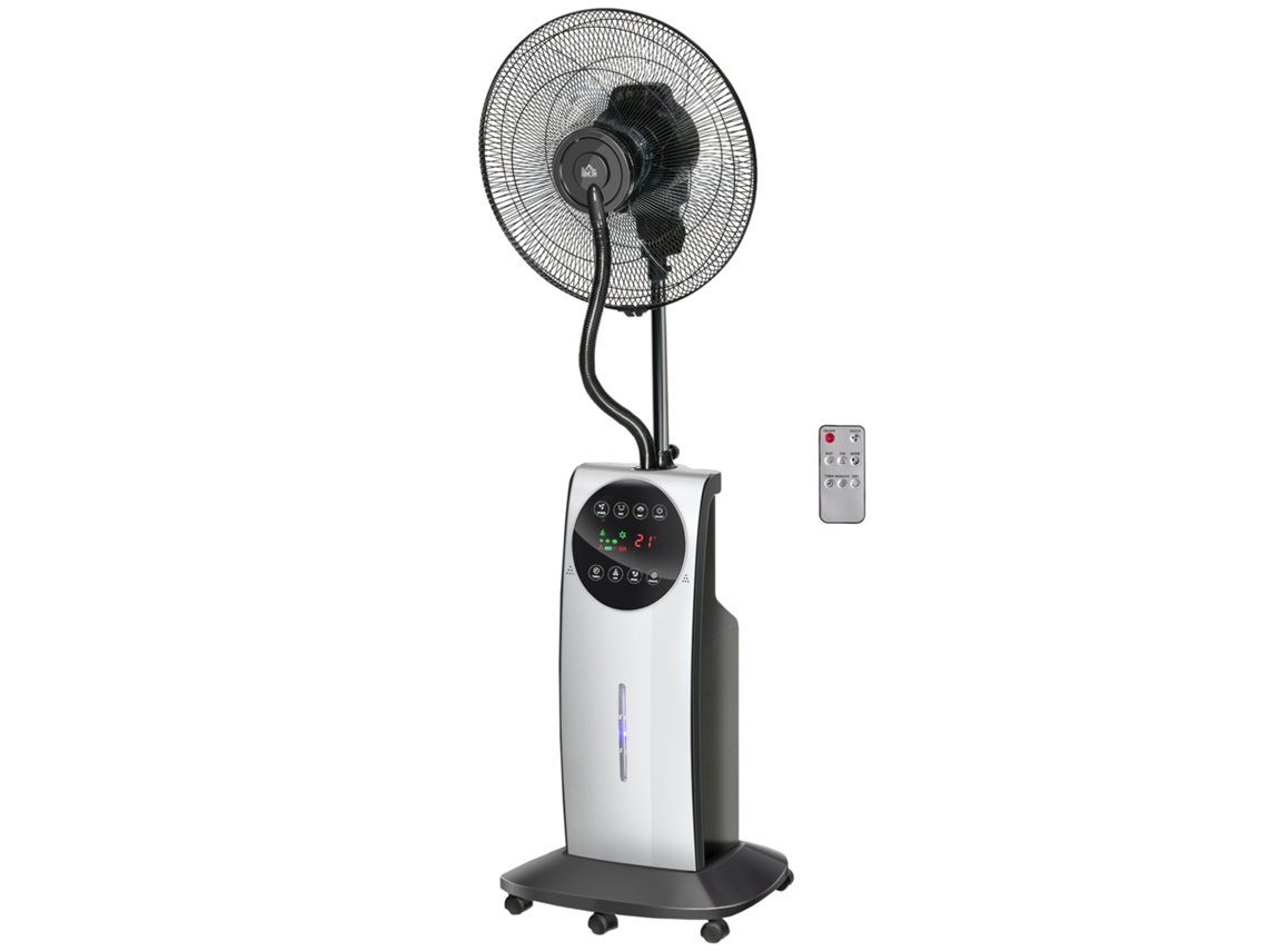 Ventilador Nebulizador, 90w, 3 Modos, 3 Velocidades, Mando A Distancia, Temporizador 12h, Oscilación 70°, Gris/negro