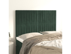Cabeceros 4 Unidades Terciopelo Verde Oscuro 72x5x78/88 Cm