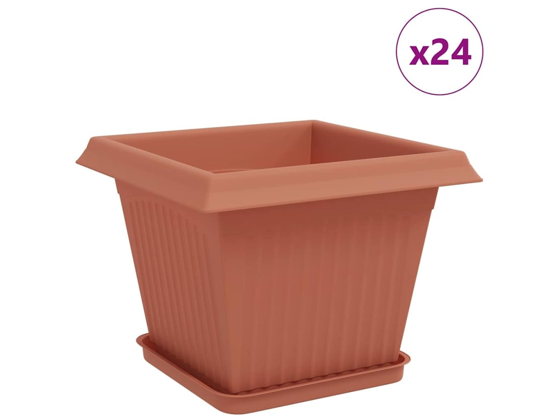 Macetas Vidaxl, 24 unidades, color rojo ladrillo, 28,5 x 28,5 x 22 cm