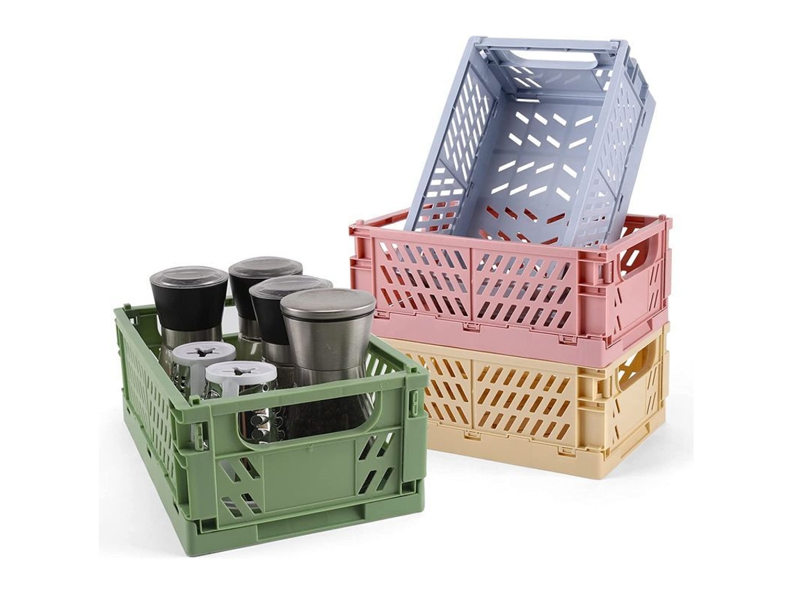 2026altiro-paquete De 4 Mini Cestas De Plástico Para Organizar Estantes, Cestas De Almacenamiento Plegables Y Duraderas (9,8 X 6,5 X 3,8 Cm)