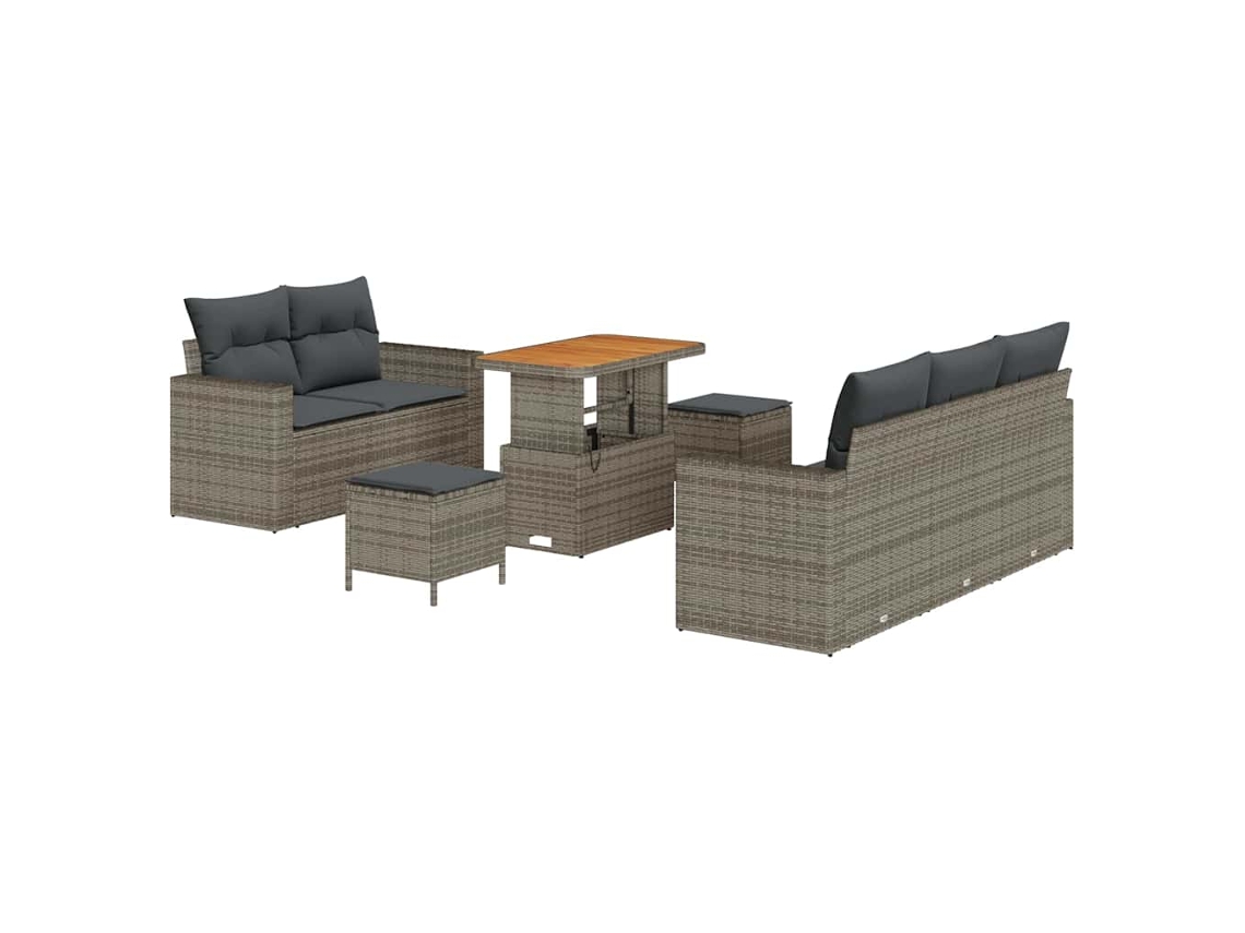 Maison Exclusive - Juego de sofá de jardín de 8 piezas con cojines, mimbre gris, Pe