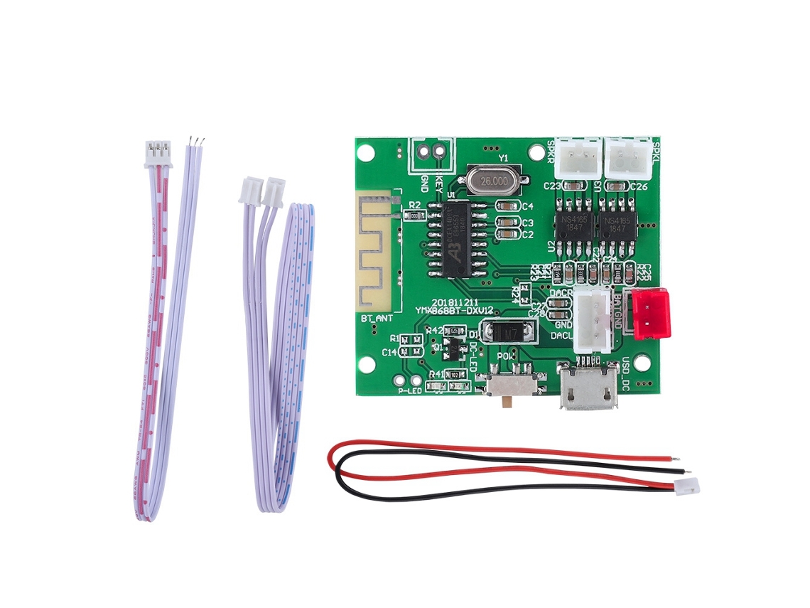Placa Amplificadora Bluetooth 5.0 De 2*5w Con Entrada De Audio Aux, 3.7v Y 5v Para Diferentes Aplicações E Usos