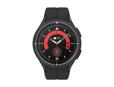 Marco de reloj de metal con escala de brújula para Samsung Galaxy Watch 5 Pro (negro)