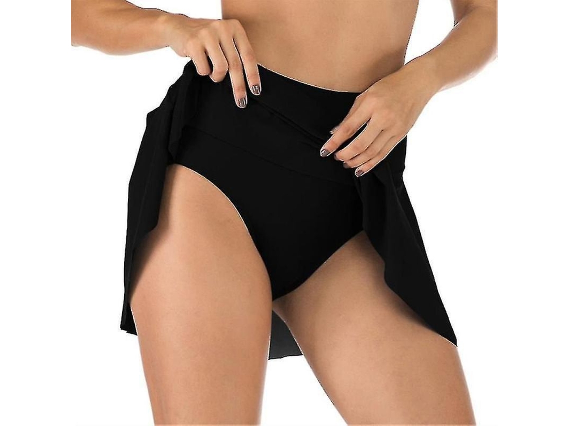 2026-falda De Baño Para Mujer De Cintura Alta Con Volantes Traje De Baño Fkh L Negro